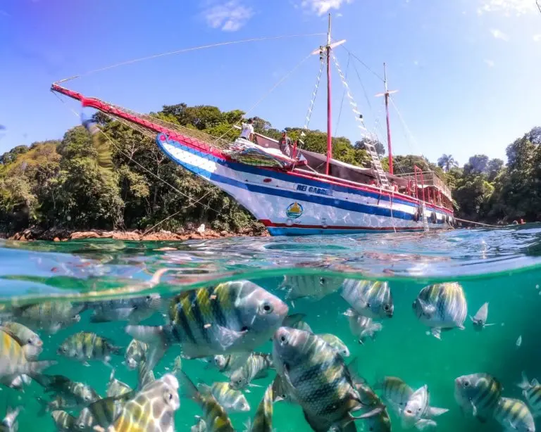 Passeio de barco em angra dos reis rio de janeiro rj com transporte e almoço
